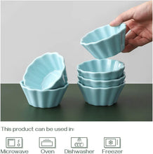 Load image into Gallery viewer, 6-oz Flower-Shaped Porcelain Ramekins, Souffle Custard Cups Condiments Cups, Oven Safe, Set of 6
