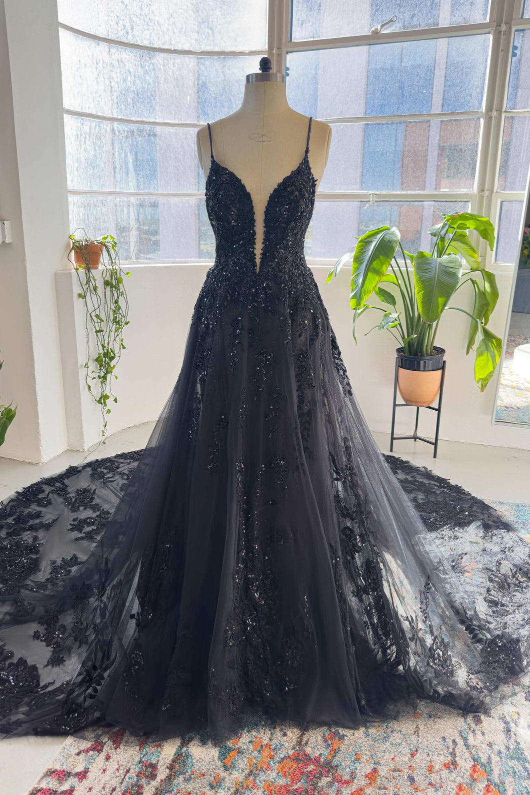 A-Line Cathedral Train Lace Tulle Wedding Dress