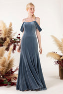 Trumpet Sweep-Brush Train Velvet Bridesmaid Dress Formal Dresses