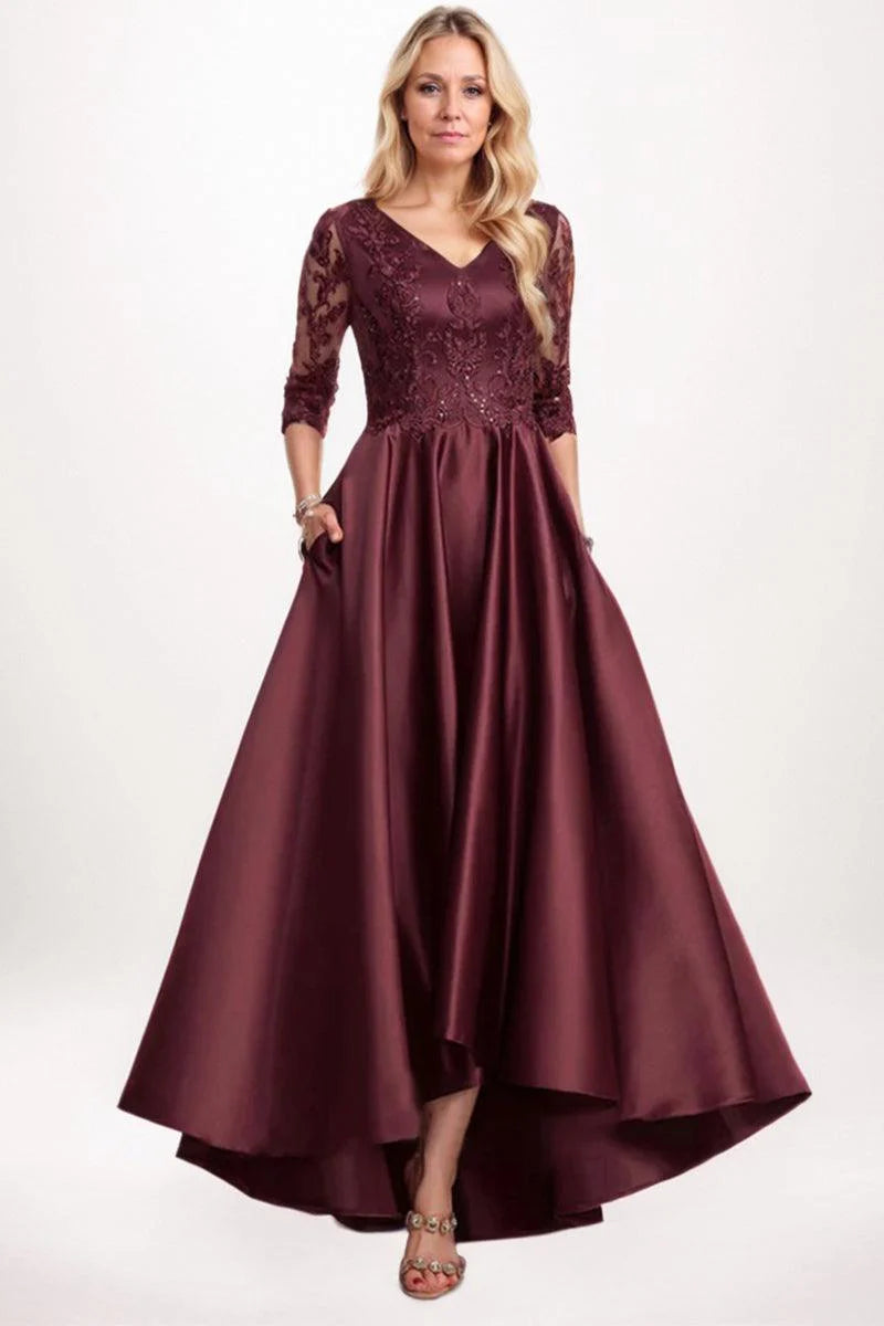 A-Line Midi Satin Mother Dress