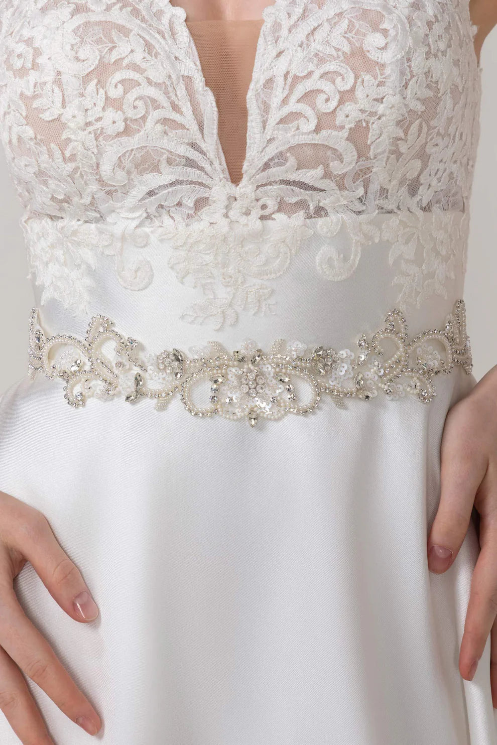 Ribbons Wedding Sash With Rhinestone and Sequins