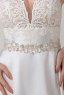 Ribbons Wedding Sash With Rhinestone and Sequins