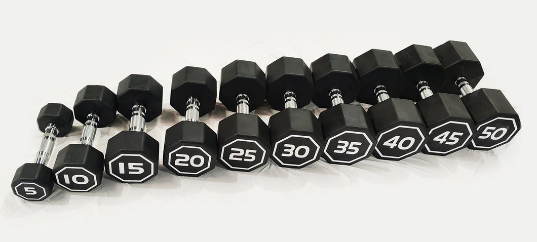 High-grade Octagon coated-dumbbell 5 ~50 LB Set, 2 pieces per each Size