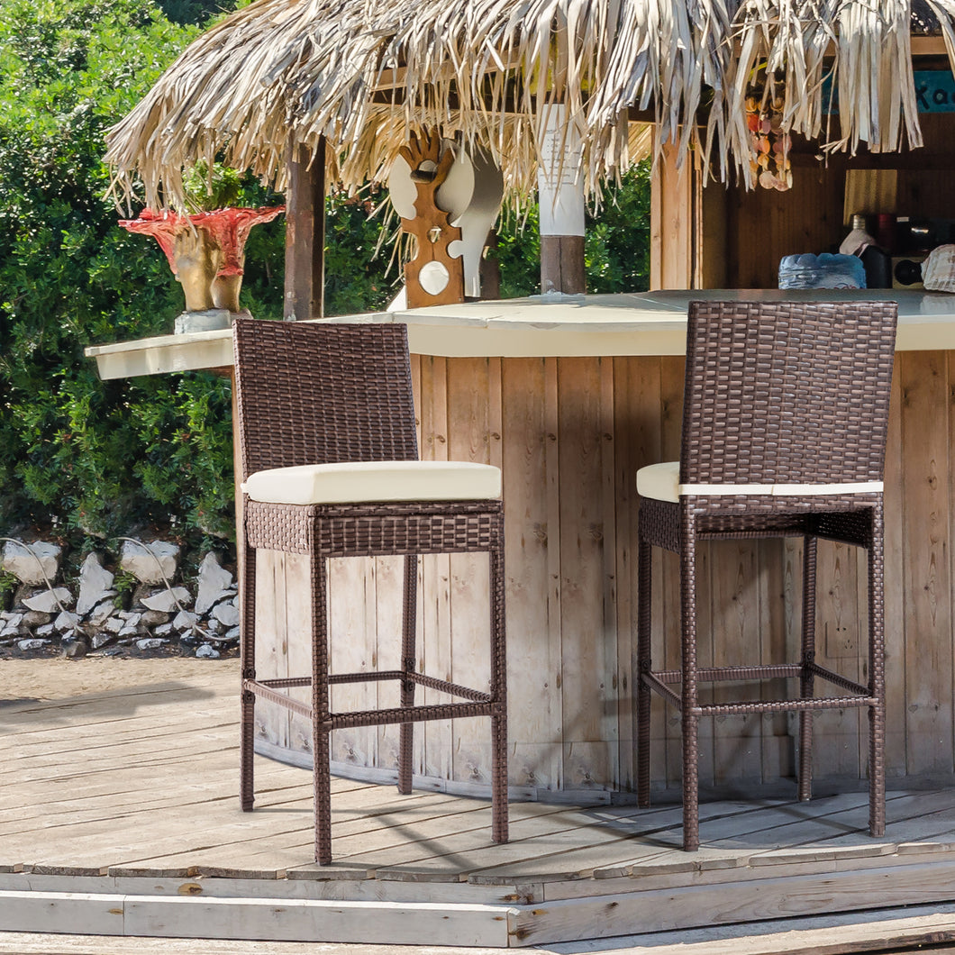 Rattan Bar Stool, Set of 2